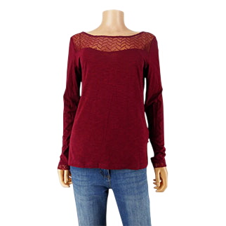 Acheter Blouse bordeaux avec dentelle - Femme - BONOBO - Taille S Très bon état - 13,90 € Blouse bordeaux avec dentelle - Femme - BONOBO - Taille S Très bon état - reconditionné disponible sur Label Emmaüs